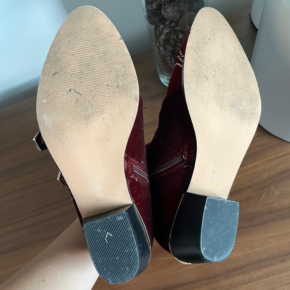 Red Studded Ankle Boots - Picture 3 of 4